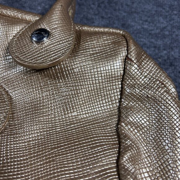 Longchamp Quadri Handbag Purse Leather Metallic Gold Charms Keychains - Picture 9 of 16